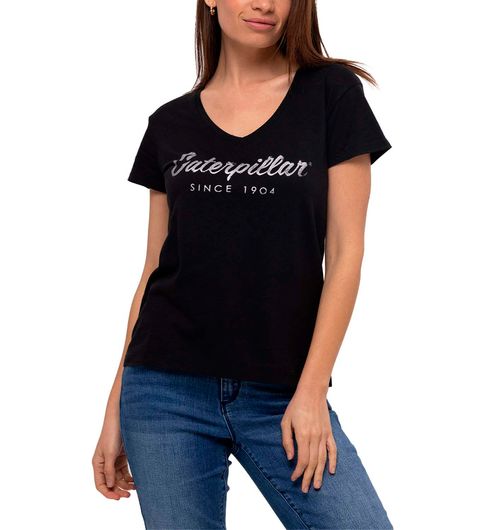 REMERA MUJER CAT SCRIPT V NECK TE