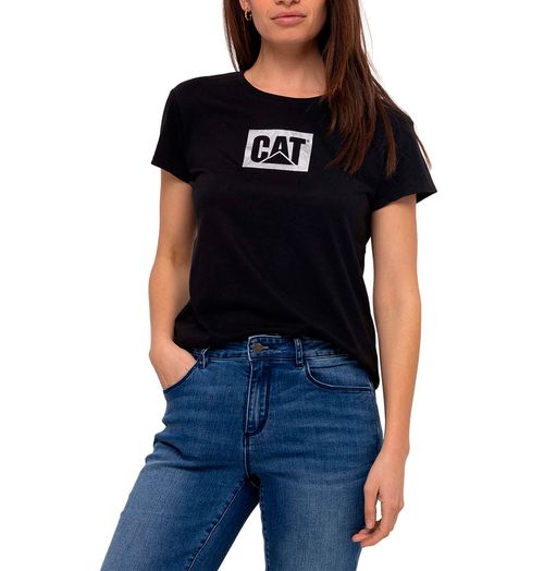 REMERA MUJER METALLIC CAT LOGO TE