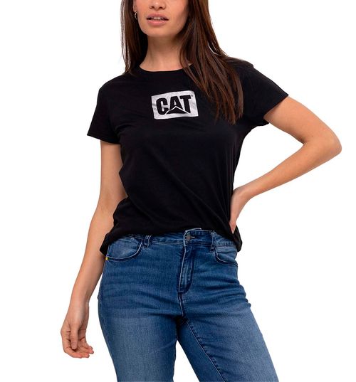 REMERA MUJER METALLIC CAT LOGO TE