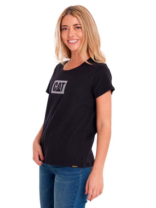 REMERA MUJER METALLIC CAT LOGO TE