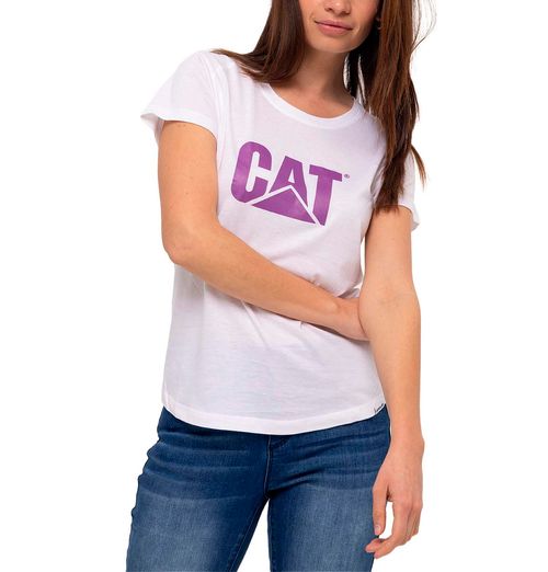 REMERA MUJER CAT LOGO SCOOP NECK
