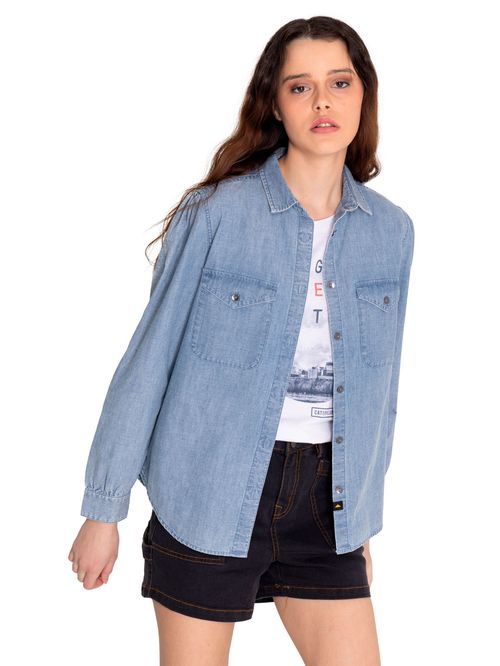 BLUSA M/L MUJER CHAMBRAY RELAXED L/S