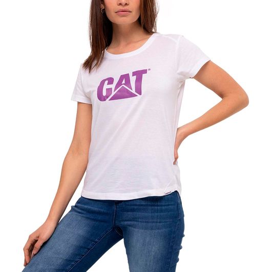 Remera para MUJER CAT LOGO SCOOP NECK WHITE/PURPLE