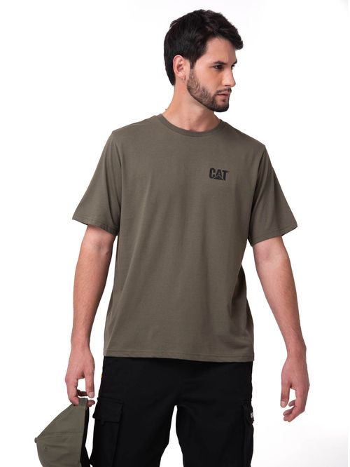 Remera para HOMBRE CAT SMALL LOGO TEE DUSTY OLIVE-WASHED B